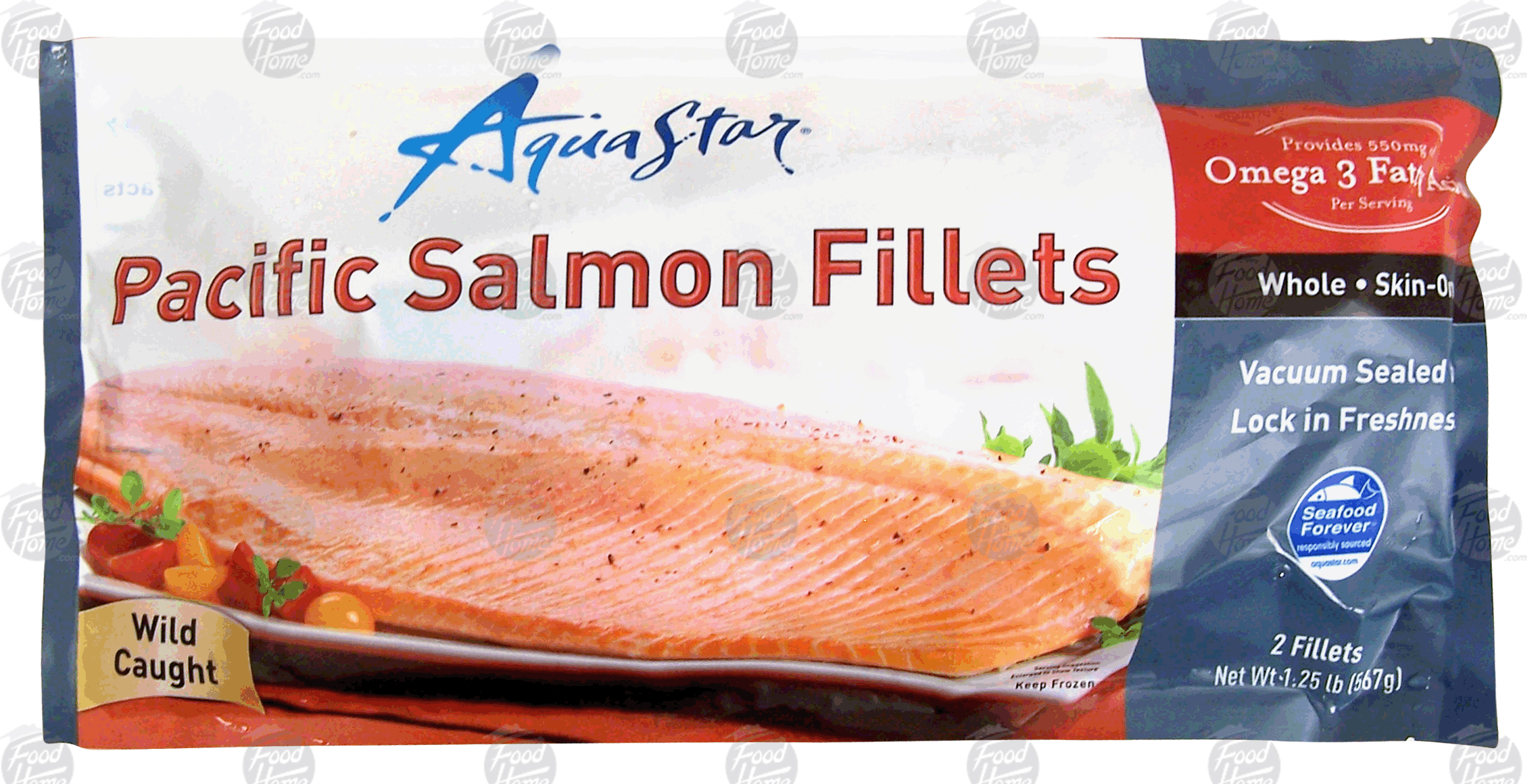 Aqua Star  pacific salmon fillets, wild caught, whole, skin-on, 2 fillets Full-Size Picture